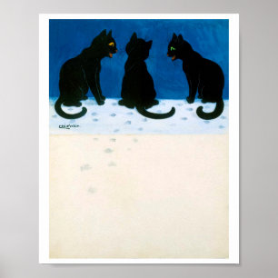 Poster Gatos Negros na Neve, Louis Wain