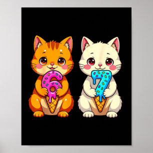 Poster Gatos Neko Kawaii Fofos Meme Drip Engraçado Seis S
