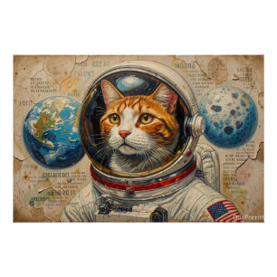 PÔSTER GATOS NO ESPAÇO 12