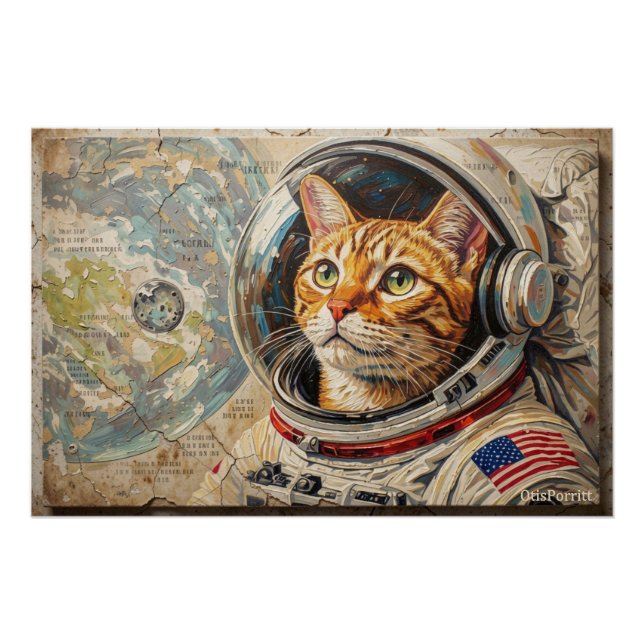 PÔSTER GATOS NO ESPAÇO 8 (Frente)