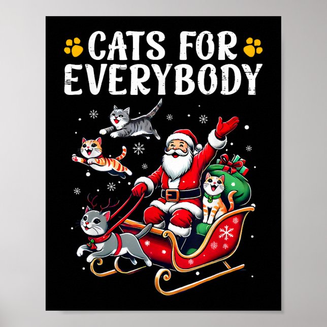 Poster Gatos Para Todo Mundo Gato De Natal Engraçado (Frente)