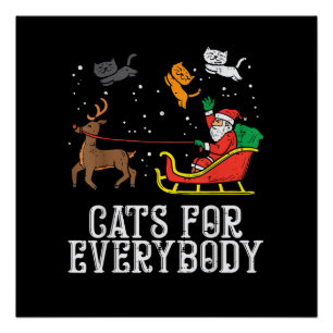 Pôster Gatos Para Todos O Natal Gato Divertido Mulheres P