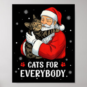 Poster Gatos Para Todos o Papai Noel Natal Gato Divertido