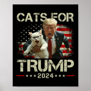 Poster Gatos Para Trump 2024 Divertido Vote Em Trump - Ga