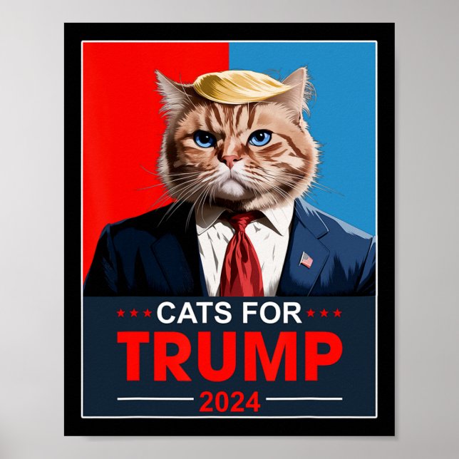 Poster Gatos Para Trump 2024 Voto Engraçado Para Trump Ca (Frente)