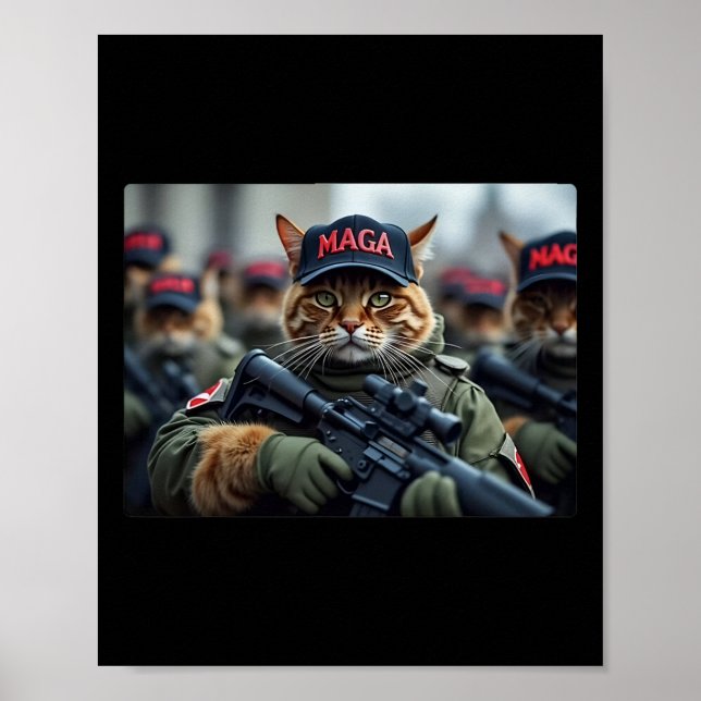 Poster Gatos Para Trump Mega Exército Bandeira Americana  (Frente)