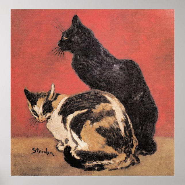 Poster Gatos, pintura por Theophile Steinlen, (Frente)