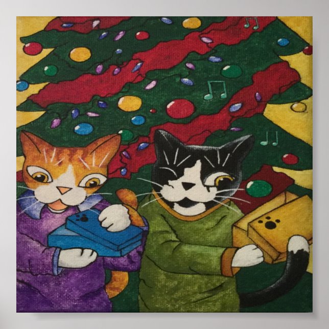 Poster Gatos Presentes de Natal (Frente)