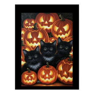 Pôster Gatos Pretos e Jack O’Lanternas