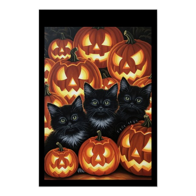 Pôster Gatos Pretos e Jack O’Lanternas (Frente)