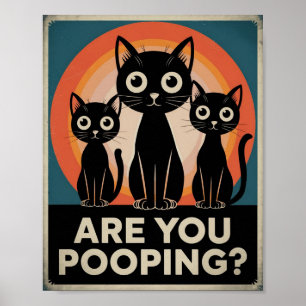 Poster Gatos Pretos Engraçados Estão Fezendo Cocô? Gato H