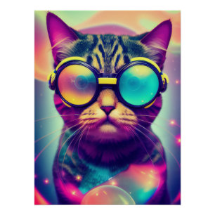 Pôster Gatos Psicodélicos Legal Funky