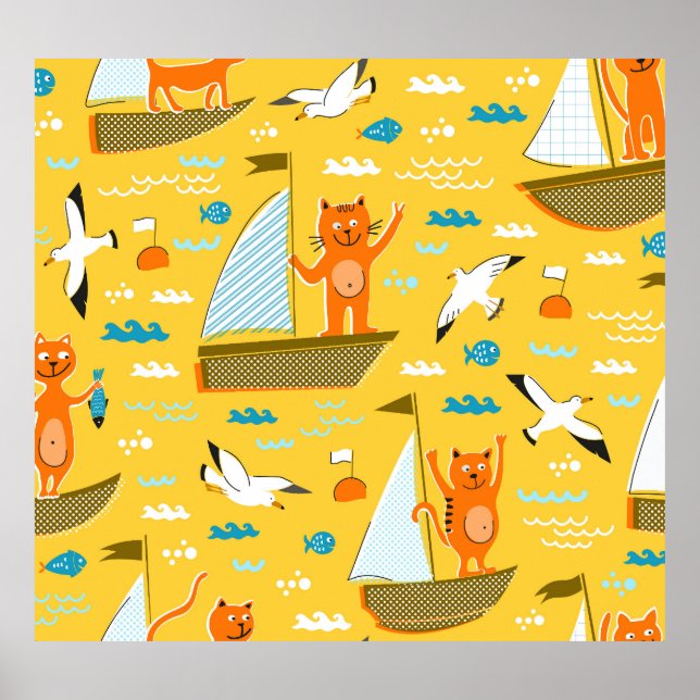 Poster Gatos Regatta: Vintagem Animal (Frente)