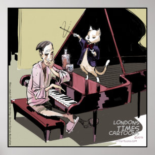 Pôster Gatos Regem Tudo Até Mesmo o Cartaz do Piano
