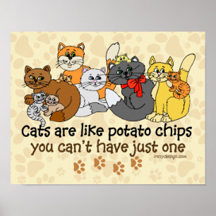 Poster Gatos são como batatas fritas