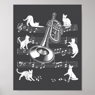 Poster Gatos Trompetistas Para Trompetista Amante de Gato