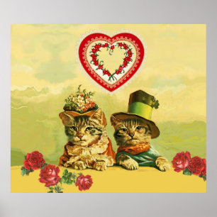 Poster GATOS VELHOS ENGRAÇADOS do DIA DE OS NAMORADOS da