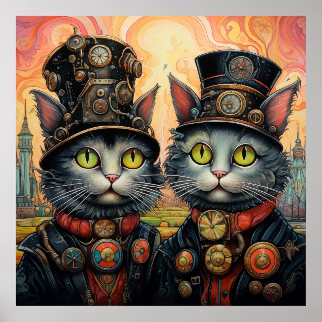Poster Gatos Whimsic Steampunk (Frente)