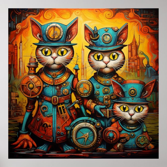 Poster Gatos Whimsic Steampunk (Frente)