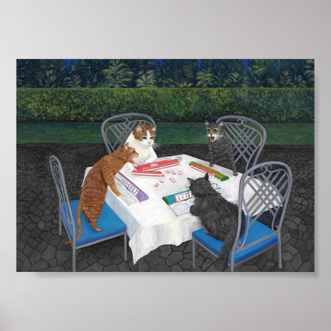 Poster Gats Playing Mahjong (Frente)