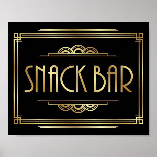Poster Gatsby Art Deco Sinal de BAR SNACK (Frente)