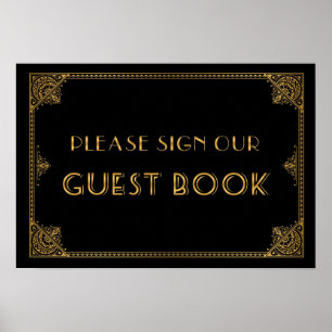 Poster Gatsby inspirou sinal de casamento Guest Book