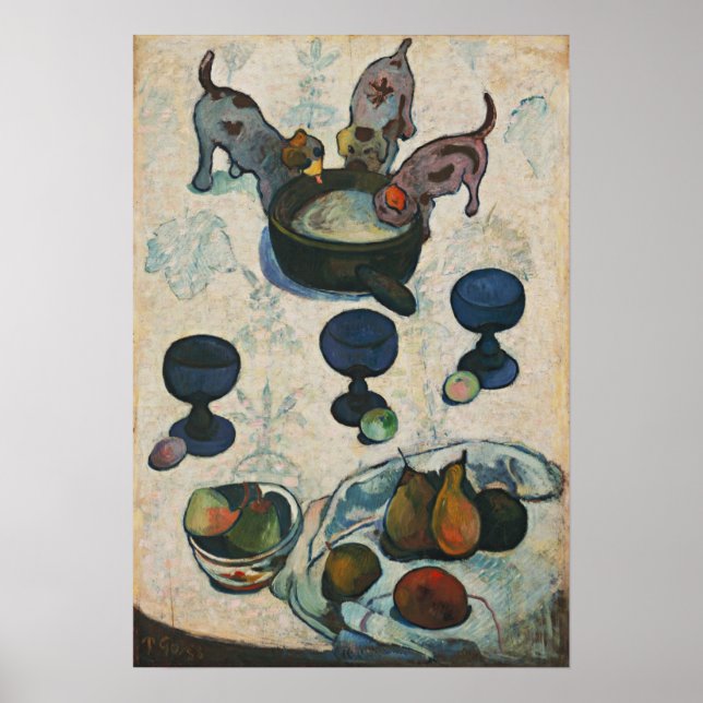 Poster Gauguin - A Vida Estática Com Três Filhotes 1888 (Frente)