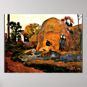 Poster Gauguin - Colheita de Ouros de Haystacks Amarelos