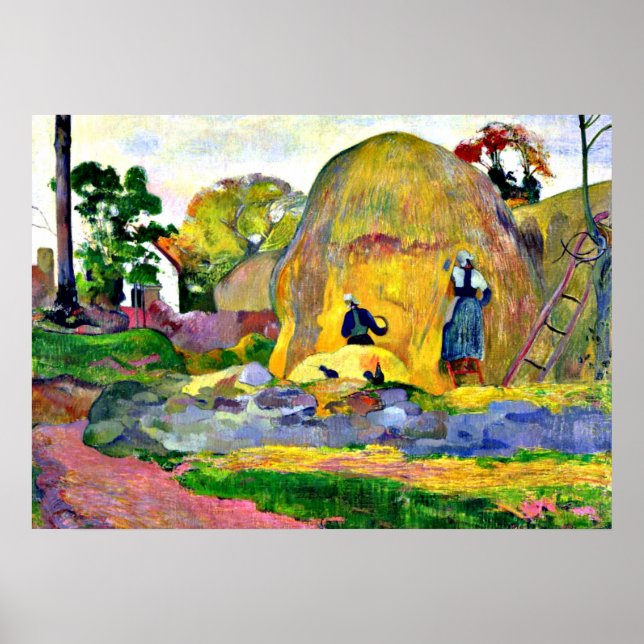 Poster Gauguin - Colheita de Ouros, pintura de Paul Gaugu (Frente)