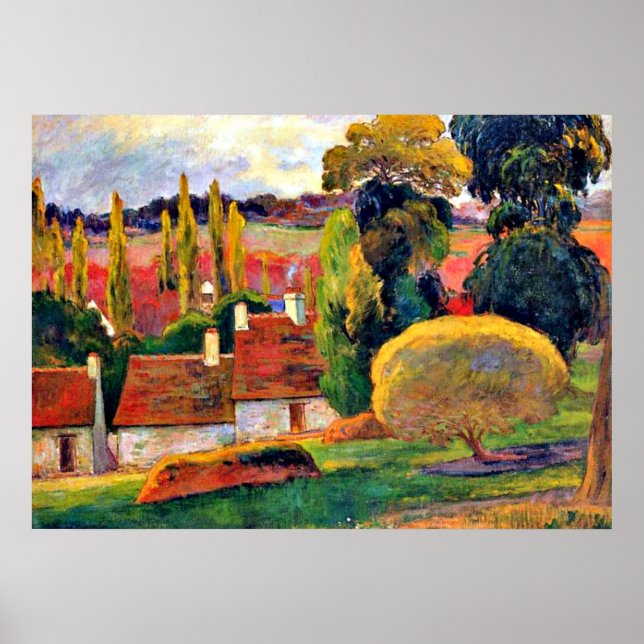 Pôster Gauguin: Fazenda na Bretanha (Frente)