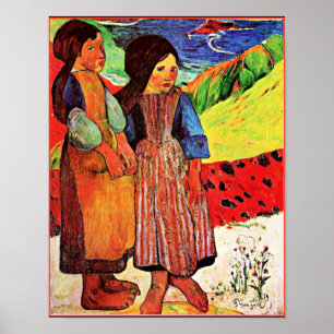 Poster Gauguin - Raparigas Breton pelo Mar