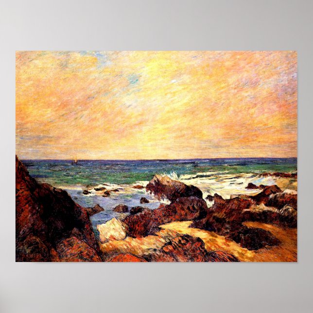 Poster Gauguin - Rocks and Sea, famosa pintura, (Frente)