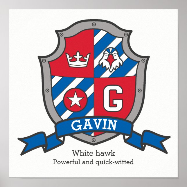 Poster Gavin boys name que significa heraldry shield post (Frente)