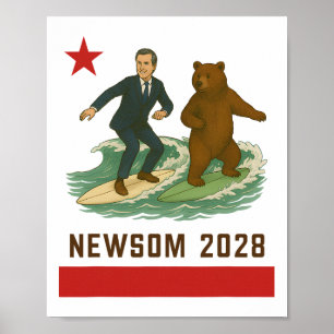Poster Gavin Newsom 2028 Eleição Bandeira da Califórnia S