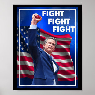 Poster Gavin Newsom Luta Luta Luta, Ga Sarcástico Engraça