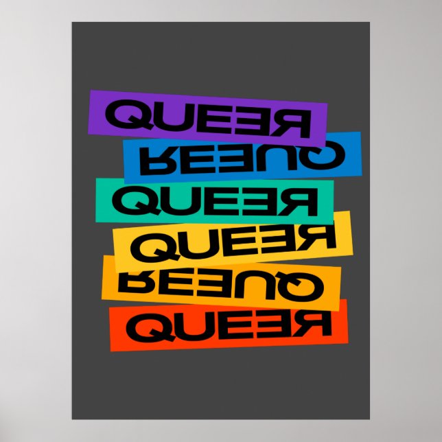 Poster Gay de orgulho de rainha com cor arco-íris (Frente)
