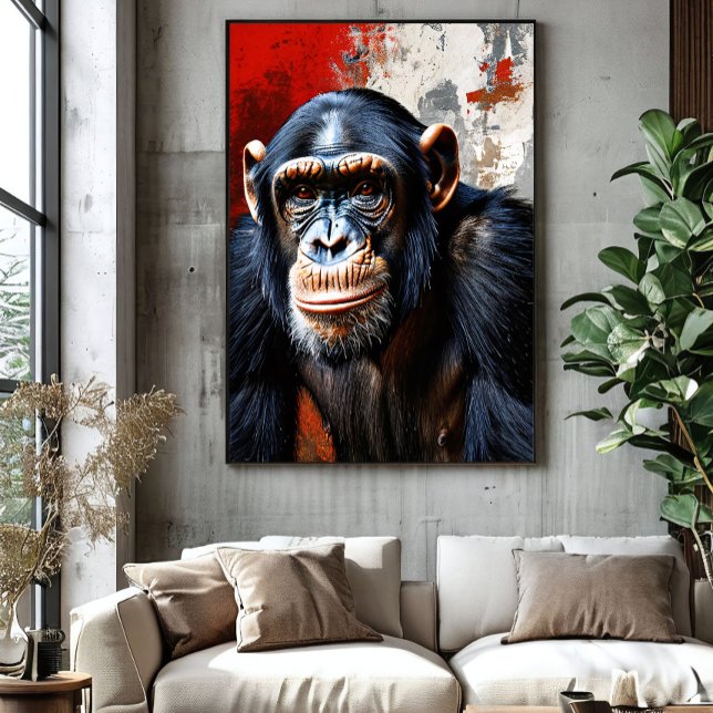 Poster Gaze Intensa do Chimpanzé (Criador carregado)