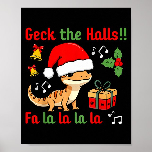 Poster Geck The Halls Leopard Gecko Christmas Pun Pet Own (Frente)