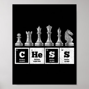 Poster geek de xadrez engraçado química periódica do sist