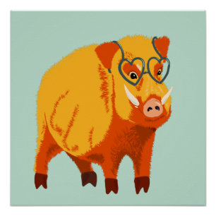 Pôster Geek Porco Engraçado Boar Selvagem