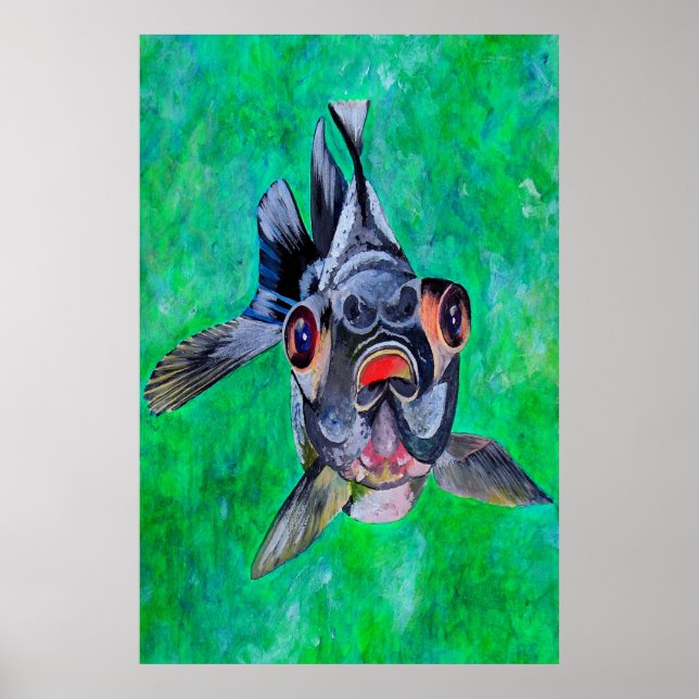 Pôster Geeky Blackmoor Goldfish Com Olhos Telescópicos (Frente)