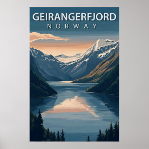 Poster Geirangerfjord Noruega Montanhas Nevadas Viagem