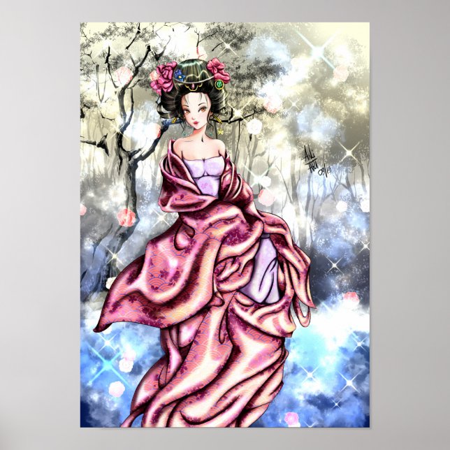 Poster Geisha anime arte (Frente)