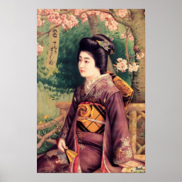 Poster GEISHA BEER Vintage Anúncio asiático japonês