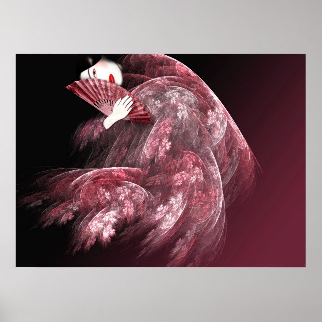Pôster Geisha em Vermelho (Frente)