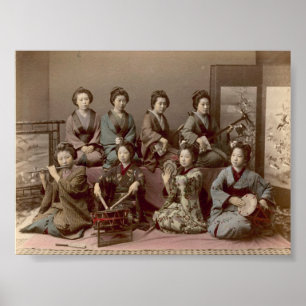 Poster Geisha Girls Jogando Instrumentos Musicais