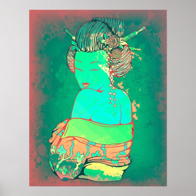 Pôster Geisha Psychedelic (Frente)