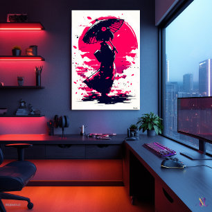 Poster Geisha Serenity - Elegância na Sakura Breeze