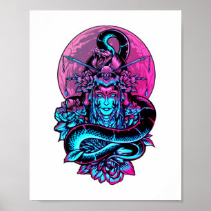 Poster Geisha Tattoo Pink floral
