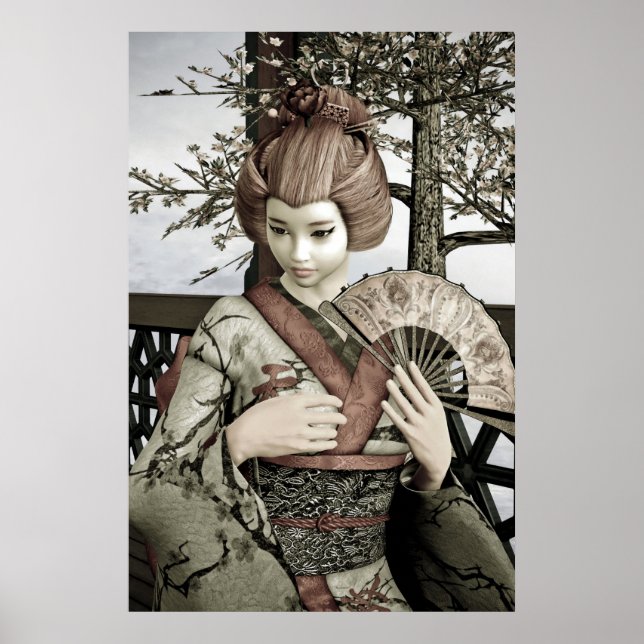 Pôster Geisha Vintage (Frente)